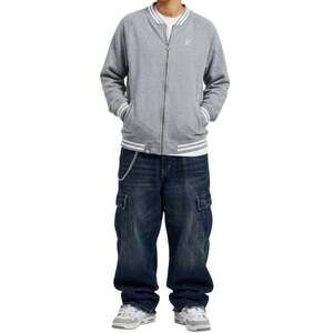 Vintage LRG Y2K Grey Varsity Track Jacket Sweatshirt Logo L 2000s Y2K Streetwear